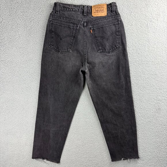 Vintage Levis 921 Jeans Womens 10 Black Grey Orange Tab Raw Hem Denim USA Made - Picture 3 of 11